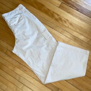 Hollister High Rise Vintage Y2K Baggy Cargo Pants Straight Wide Leg Cream 29R